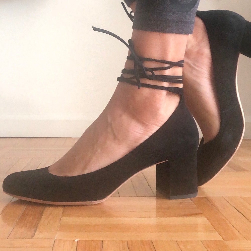 Loeffler Randall Clara Suede Ankle Wrap Pumps